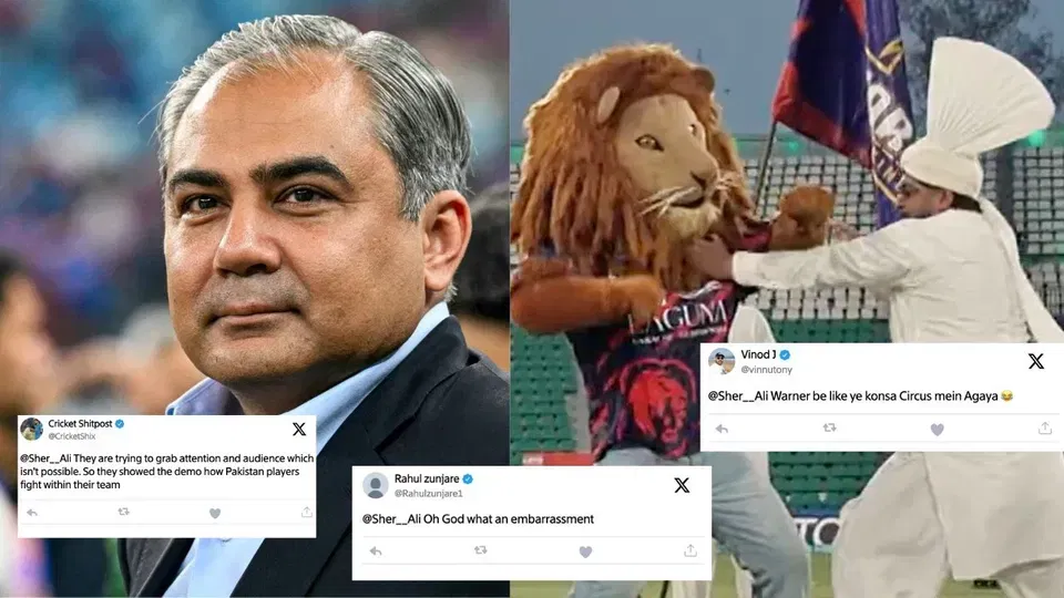 Mohsin Naqvi trolled after mascots start mock fight in PSL [Source: X.com]